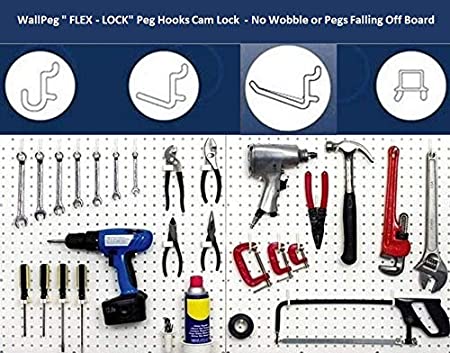 WallPeg 36 LOCKING Black Peg Hook Kit Will Not Fall Out - Fits Any Pegboard - Organize Tools, Accessories, Workbench, Garage Storage, Kitchen, Craft or Hobby Supplies, Jewelry, Retail