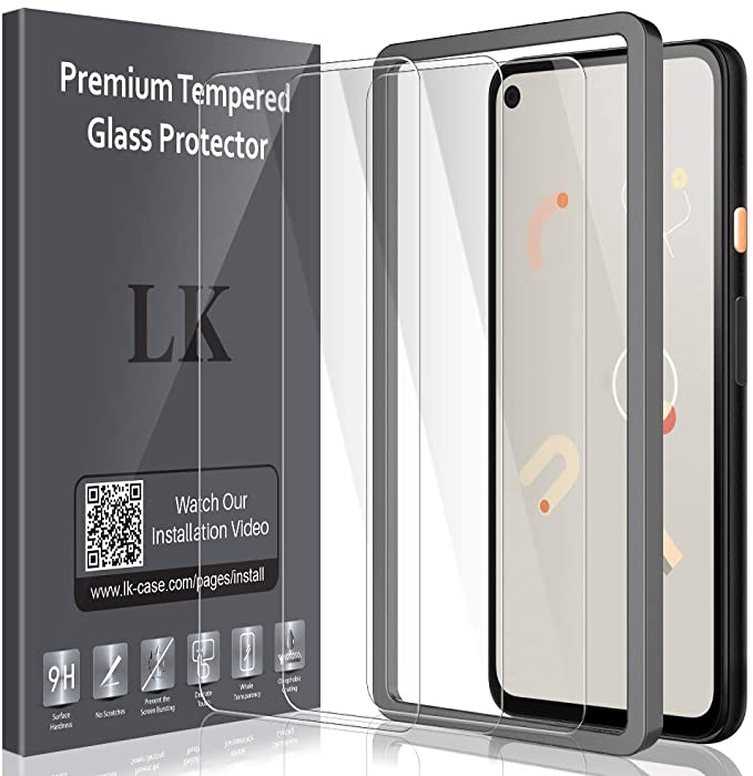 LK [3 Pack] Screen Protector for Google Pixel 4a Tempered Glass 9H Hardness [Easy Frame Installation] Case Friendly, HD Clear, Anti Scratch Film