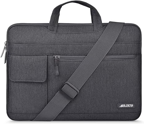 MOSISO Laptop Shoulder Bag Compatible with MacBook Air/Pro,13-13.3 inch Notebook,Compatible with MacBook Pro 14 inch 2023-2021 A2779 M2 A2442 M1,Polyester Flapover Briefcase Sleeve Case, Space Gray