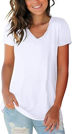 Womens Tops V Neck Tee Casual Short Sleeve and Long Sleeve T Shirts