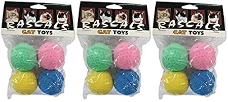 Coastal Pet 1.5" Sponge Ball Cat Toy Multi-Colors | 4-Count per Pack | 3-Packs