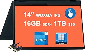 Lenovo IdeaPad Flex 5 2-in-1 Laptop | 14" WUXGA IPS Glossy Touch | Intel 12-core i5-1335U (&gt;i7-1255U) | 16GB DDR4 1TB SSD | Backlit Fingerprint Thunderbolt4 Rapid Charge Win11Pro w/DLCA Accessory