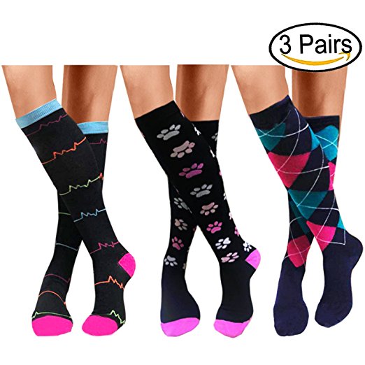 Compression Socks For Women Men 20-25mmHg-1/3 Pairs Best Medical, Nursing, Travel & Flight Socks