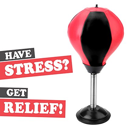 REEHUT Stress Relief Desktop Punching Ball/Bag Stress Buster, Decompression for Adults&Kids With Strong Suction Cup - Pump Included - an Amazing Toy for the Office