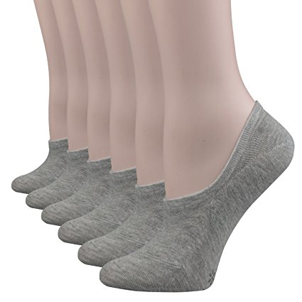 Fitu Women's 6 Pairs Cotton No Show Liner Socks Non Slip Low Cut