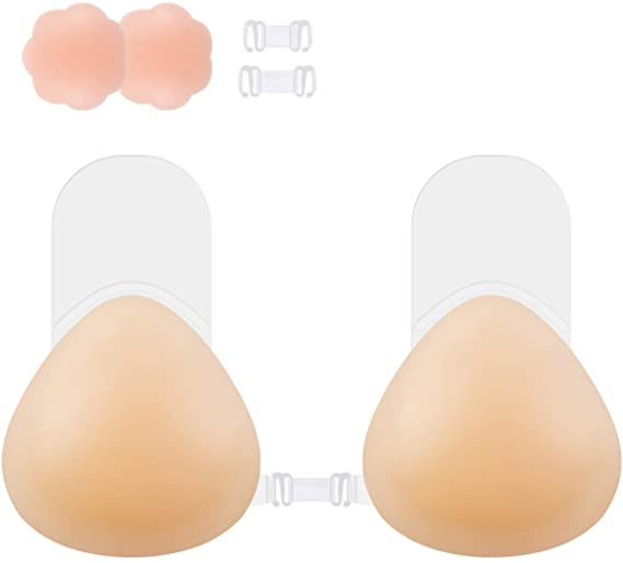 SHINYMOD Silicone Bra Breast Lift Petals Nipplecovers Push up Adhesive Reusable Bra for Women-M Nude