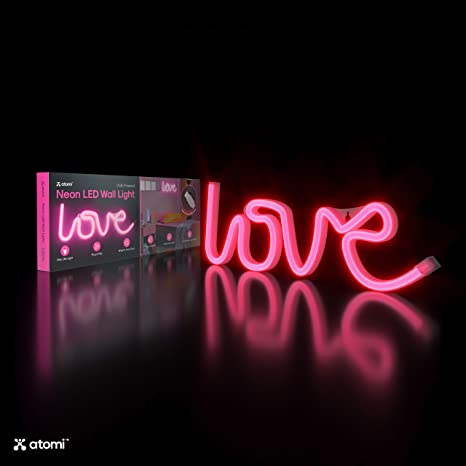 Atomi Smart Neon Signs Led Neon Light Wall Art Decorative Neon Lights for Bedroom 10ft USB Powered Neon Sign (Pink Love)