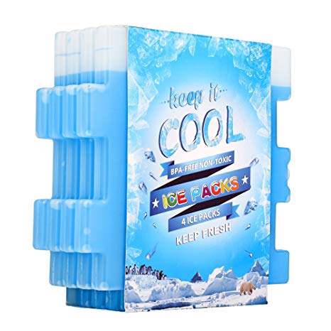 OICEPACK Ice Packs,(set of 4) Cool Packs for Lunch Box, Freezer Packs for Lunch Bags and Coolers,Ice Pack Slim Reusable, Long-Lasting Freezer Ice Packs, Ice Packs Great for Coolers,Ice Cube Blue