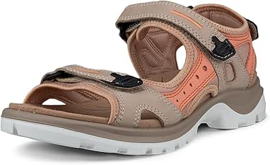 ECCO Women's Yucatan Sport Sandal, NUDE/CORAL NUBUCK, 9-9.5