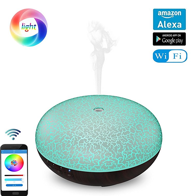 Tripsky 300ml Smart Wi-Fi Alexa Diffuser, Ultrasonic Aroma Essential Oil Diffuser, Cool Mist Humidifier Work with Alexa & Google Assisstant, Controlled by APP with Timer