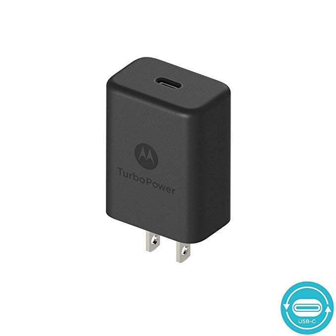 Motorola TurboPower 27 PD Type C Charger w/ Power Delivery for Moto Z/Z2/Z3/X4/G6/G6 Plus, USB C (Retail Box)No Cable