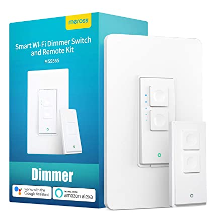 meross Smart Dimmer Switch with Remote - Single Pole WiFi Light Switches, No Hub Needed, Voice and Remote Control, Compatible with Alexa, Google Home and SmartThings, Neutral Wire Required - Upgraded