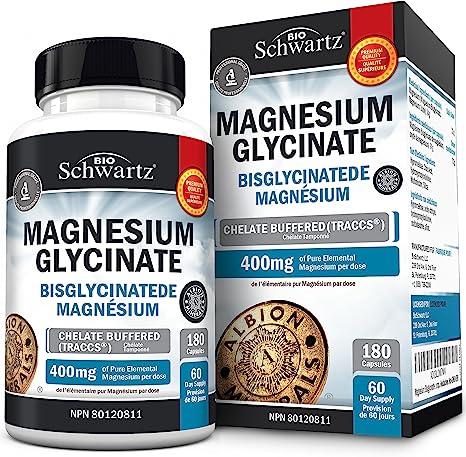 Magnesium Bisglycinate 100% Chelate No-Laxative Effect - Maximum Absorption & Bioavailability, Fully Reacted & Buffered - Healthy Energy Muscle Bone & Joint Support - Non-GMO Project Verified -180ct