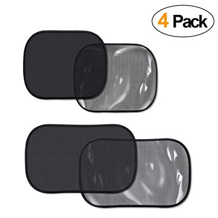 Car Sun Shade, Opamoo (4 Pack) Cling Car Window Shade Car Sunshade Protector for Baby Kids and Pets Car Window Sunshades with UV Protection Universal Car Window Fit Most Cars and SUVs (Black)