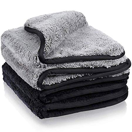 MATCC Microfibre Car Cleaning Cloths Upgraded 1200gsm Ultra-Thick Car Drying Towel Microfiber Cloth for Car and Home Polishing Washing and Detailing 16'' x 16''(2 pack)