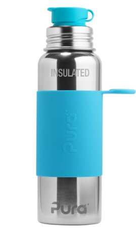 Pura Sport Insulated Stainless Steel Bottle with Silicone Sport Top, 22 ounce