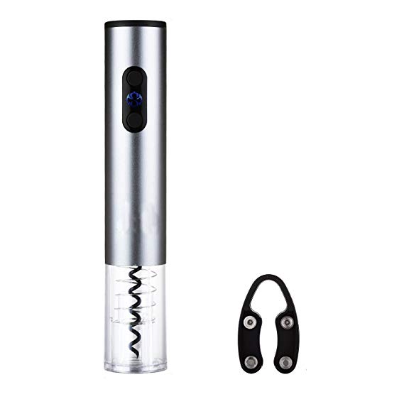 Amagle Wine Opener Battery Powered Electric Wine Bottle Opener Stainless Steel Cordless Electric Corkscrew With Foil Cutter(Sliver)