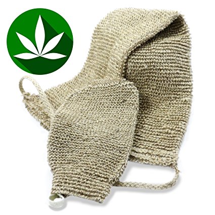 Best All Natural Back Scrubber and Bath Mitt Set, NEW & IMPROVED, Durable Hemp Exfoliating Body Scrubber - Exfoliate Your Skin From Head to Toe With Ease in the Shower or Tub, Machine Washable