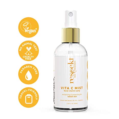 VITA C MIST: Organic Facial Toner Spray & Makeup Fixer | 94.1% Lemon Leaf Extract + Vitamin C, Vegan, Cruelty Free, Paraben free. 50ml (Vitamin C + Lemon Leaf)