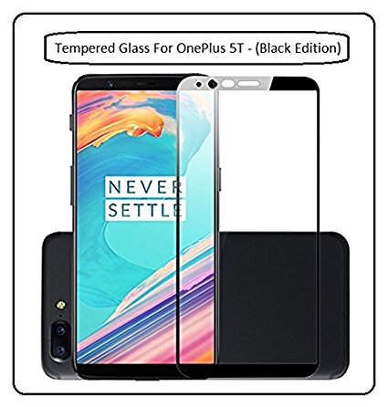 V CAN Premium Quality HD  Tempered Glass 0.3mm Pro  Ultra Slim 9H Harness Screen Protector With 2.5D Curved Edges Tempered Glass Screen Guard Protector With Original Packaging Kit For OnePlus 5T/ 1 5T/ One Plus 5T - (Black Edition)