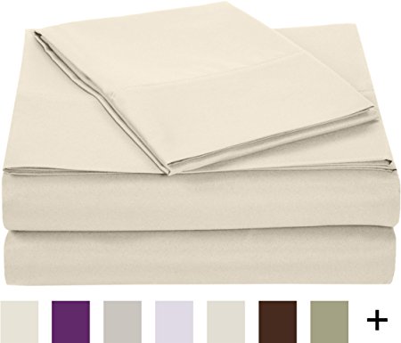 AmazonBasics Microfiber Sheet Set - Twin Extra-Long, Beige