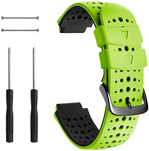 NotoCity Compatible with Foerunner 235 Watch Band Sport Silicone Watch Band for Forerunner 230/220/ 235/620/ 630/ 735XT Smartwatch(Green-black)