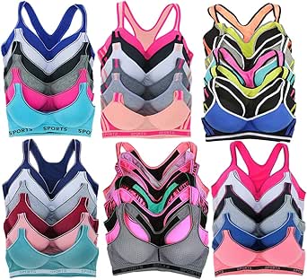 ToBeInStyle Women's Pack of 6 Random Assorted Print Bras (Sizes 30A to 46DDD)