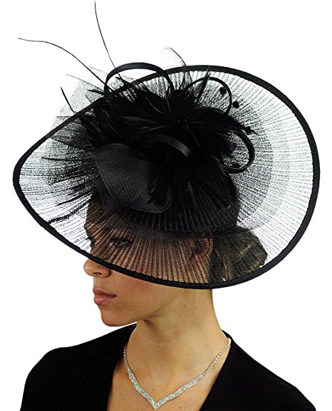 C.C Cocktail Fashion Sinamay Fascinator Hat Feather & Flower Design S102450