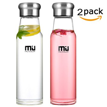 MIU COLOR 24.5 oz Glass Water Bottle - Eco-friendly Borosilicate Glass, BPA, PVC and Lead Free, Portable with Nylon Sleeve, for Outdoor, Running, Bike, Car, Yoga, Office