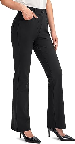 Rammus 28"/30"/32"/34" Women's Yoga Dress Pants Stretch Work Business Casual Slacks for Women Bootcut Office Trousers