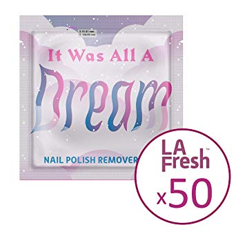 LA Fresh Classic Nail Polish Remover pads, disposable pre-soaked pads in individually sealed packet TSA Pre-approved - Pack of 50 packets