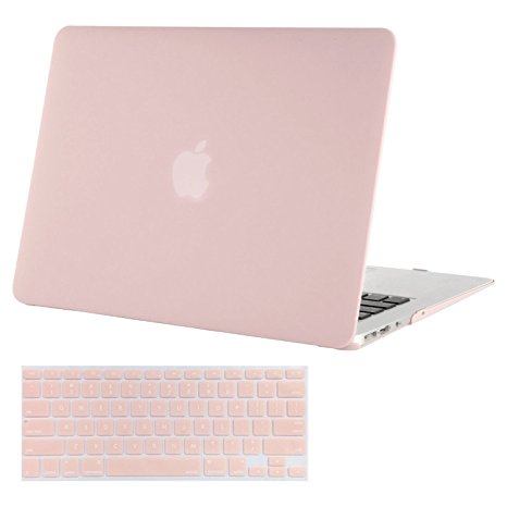 Mosiso Plastic Hard Case with Keyboard Cover for MacBook Air 13 Inch(Models: A1369 and A1466), Rose Quartz