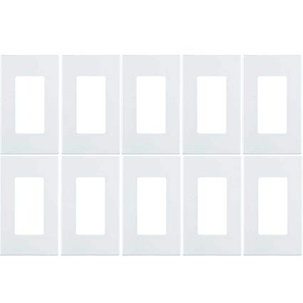 Leviton 80301-SW 1-Gang Decora Plus Wallplate Screwless Snap-On Mount (10 Pack, White)