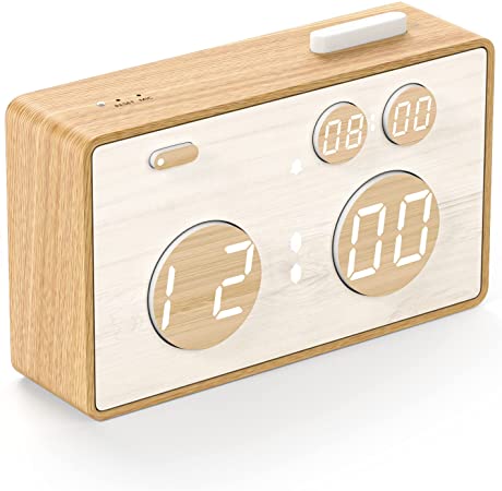 Alarm Clock Bedside, Meross Digital Alarm Clocks Non Ticking, Adjustable Brightness & USB Charging for Bedside, Desk, Shelf