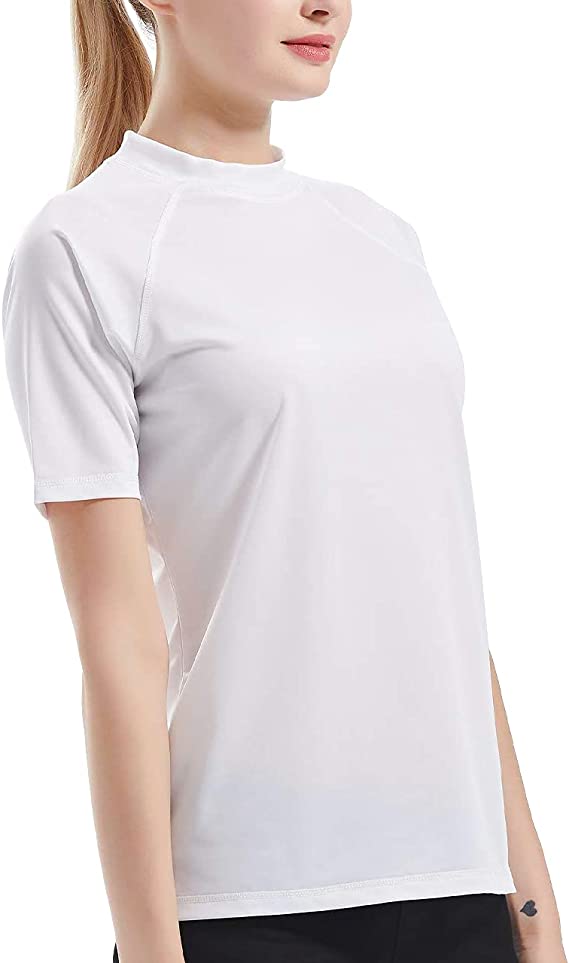 REMEETOU Women's UPF 50 Swim Shirt Quick-Dry Short-Sleeve Rashguard