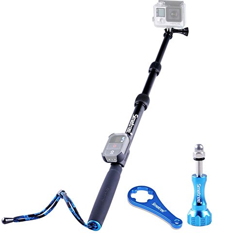 Smatree SmaPole S2 All-aluminum Alloy Telescopic Pole for GoPro Hero 5/4/3 /3/2/1/Session (WiFi Remote Controller is NOT Included)