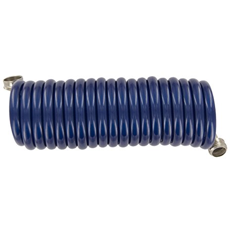 Plastair SpringHose PUW615B9-M-3-AMZ Light Polyurethane Lead Free Drinking Water Safe Marine/RV Recoil Hose, Blue, 3/8-Inch by 15-Foot