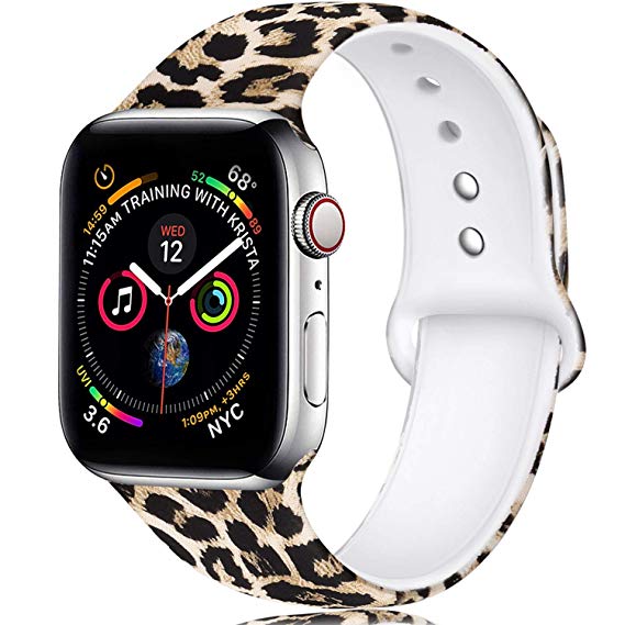 Laffav Compatible with Apple Watch Band 40mm 38mm 44mm 42mm for Women Men, Soft Silicone Sport Pattern Band Replacement Strap for iWatch Apple Watch Series 4 3 2 1