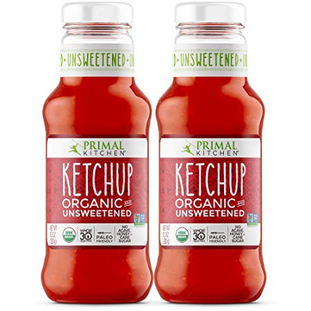 Primal Kitchen Organic Unsweetened Ketchup, Whole 30 Approved, Paleo & Keto Friendly (11.3 Ounce Bottle) - Two Pack