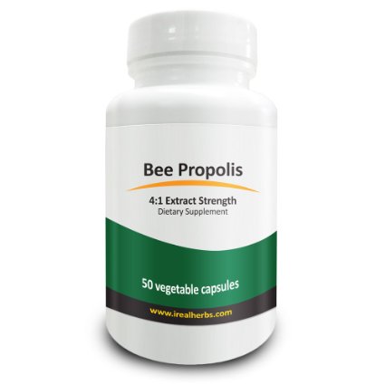 Real Herbs Bee Propolis PE 41 Equivalent to 2800mg of Bee Propolis - Supports Immunity System Rich in Flavonoids Improves Digestive Function - 50 Capsules