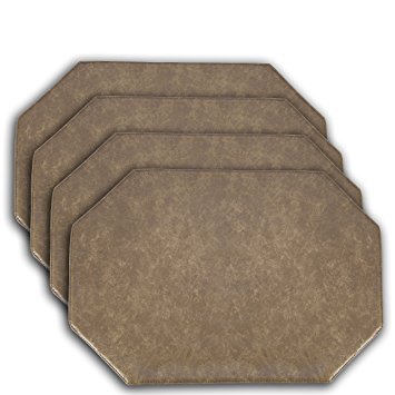 YOURTABLECLOTH Galaxy Vinyl Table Placemat Placemats with Thicker Construction Set of 4 Similar Color Mats Heavy Duty, Premium Finish Double Layer Design Camel Print Placemats