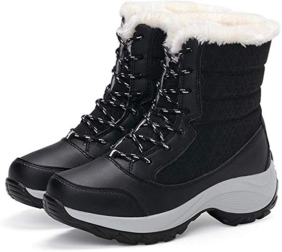 Xiakolaka Women Winter Boots Waterproof Snow Sneaker Booties with Fur Lined Warm Boots