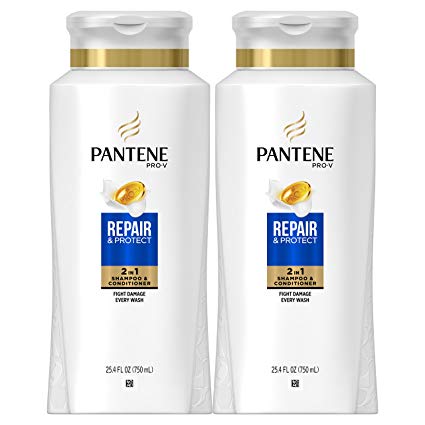 Pantene, Shampoo and Conditioner 2 in 1, Pro-V Repair and Protect for Damaged Hair, 25.4 fl oz, Twin Pack