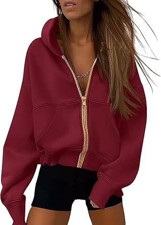 PRETTYGARDEN Women's Zip Up Hoodie Sweatshirt Y2K Fall Fashion Clothes Long Sleeve Loose Fit Pockets Casual Trendy Jacket