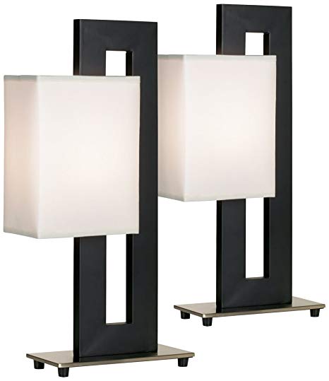 Black Floating Square Table Lamp Accent Set of 2