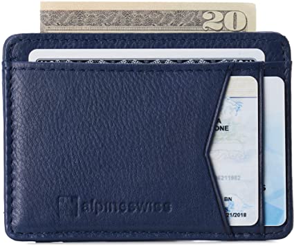 Alpine Swiss RFID Minimalist Oliver Front Pocket Wallet For Men Leather Comes in a Gift Box
