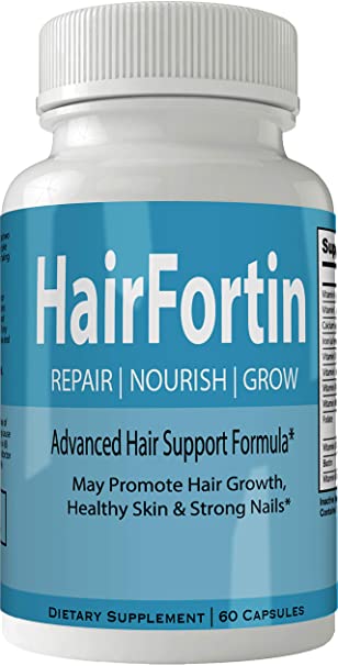 Hairfortin Hair Skin and Nails Supplement - Advanced Unique Hair Growth Vitamins and Minerals with Biotin - Gluten Free 60 Capsules - Hair Lash Skin and Nails Extra Strength Formula Growth Booster