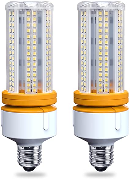 2 Pack 60W LED Corn Light Bulb 7500 Lumin 600W Replacement E26 Cool Daylight White Color for Indoor Outdoor Building Appliction
