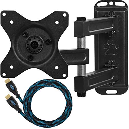 Cheetah Mounts ALAMB Articulating Arm (15” Extension) TV Wall Mount Bracket for 12-24” TVs and Displays up to VESA 100 and up to 40lbs, Including a 10’ Twisted Veins HDMI Cable