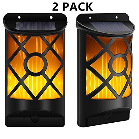 Solar Lights,Tdogs Outdoor Flickering Flames Wall Lights Waterproof Solar Powered Landscape Lighting Wall Mounted Night Lights for for Garden Pathway